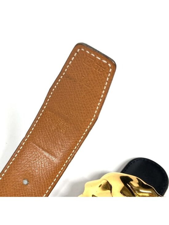 Hermes Belt Elephant Logo Leather Black main image 6